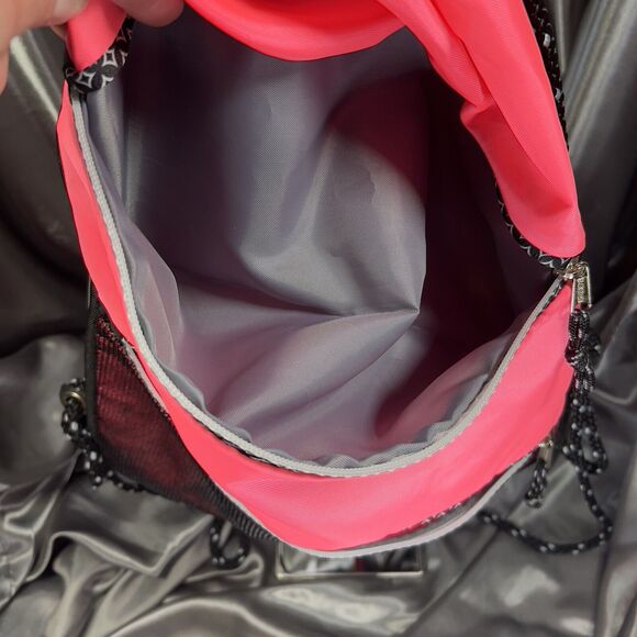 Eastport Sling Drawstring‎ Bag Expandable Parallel Zip Mesh Pink Activewear Yoga - Picture 10 of 16